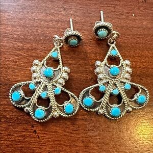 Elegant Silver and Turquoise Earrings
